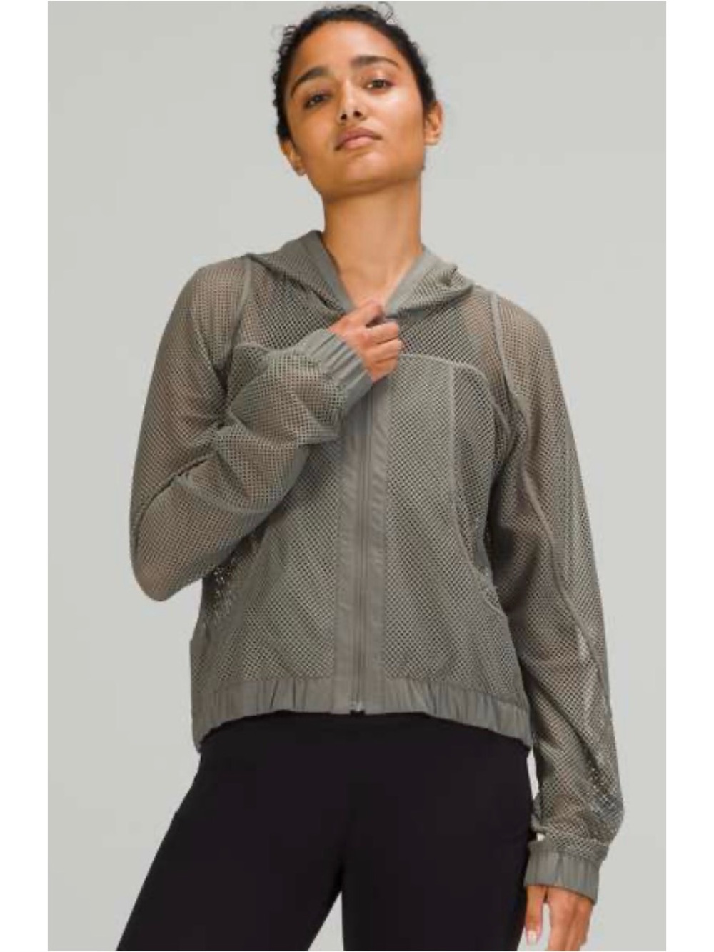 Lightweight Mesh Hoodie Jacket - Olive Gray